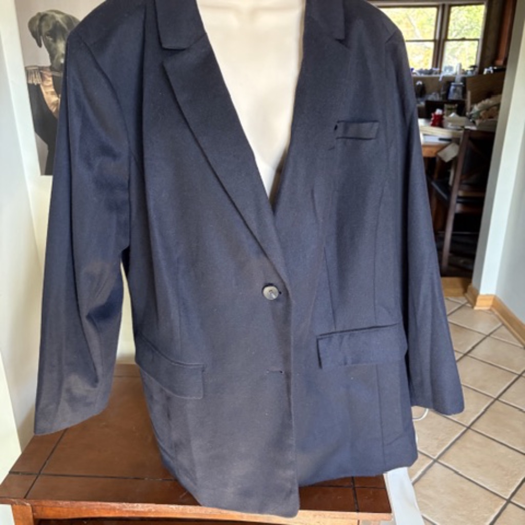 Talbots Plus Single Breasted Navy Wool Blend Blazer22w